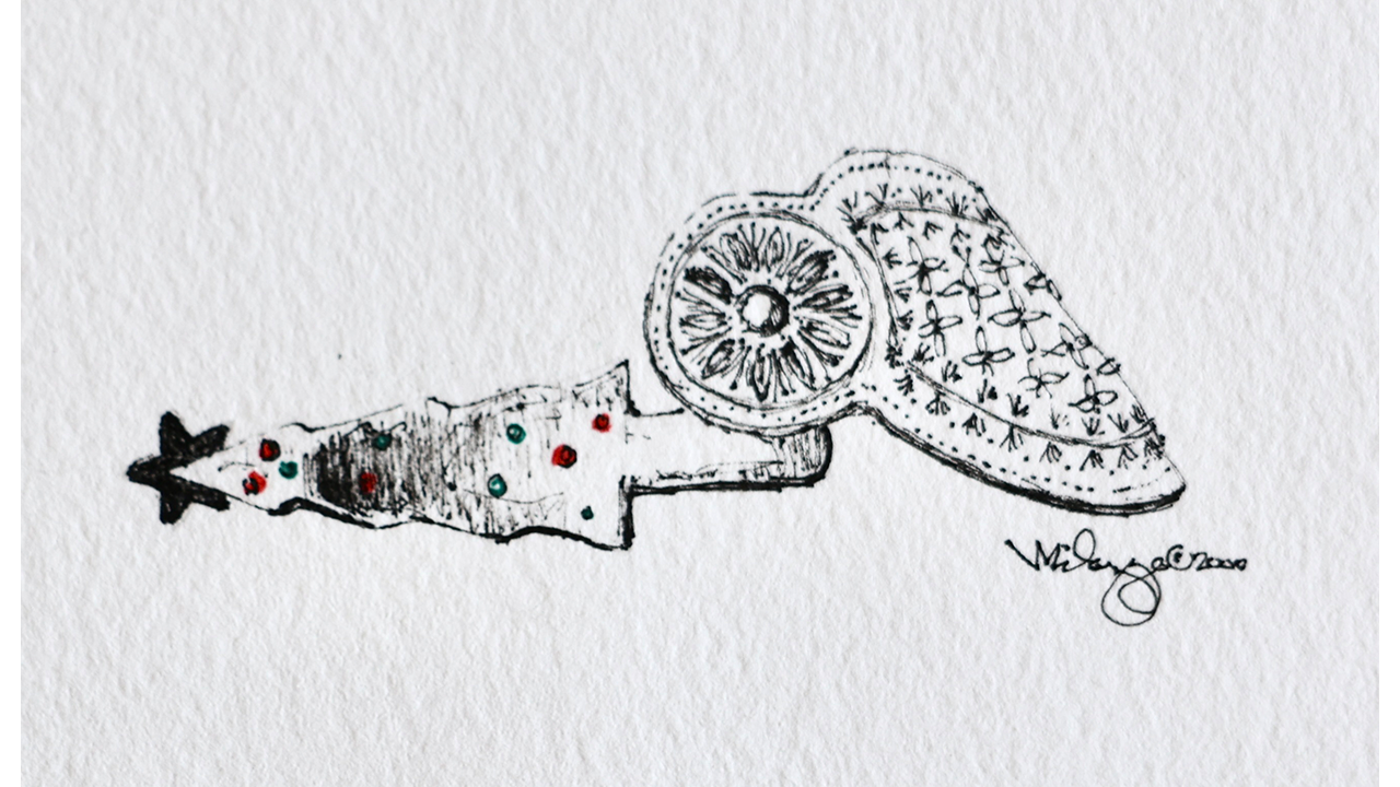 drawing of Christmas tree-shaped spur