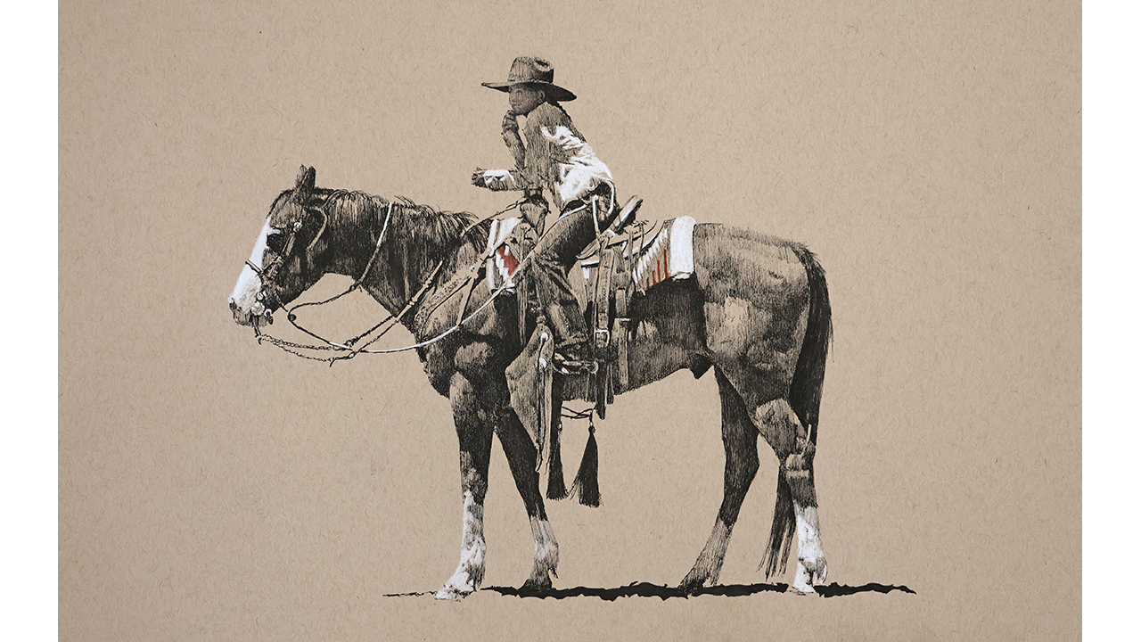 young cowgirl relaxing on her horse