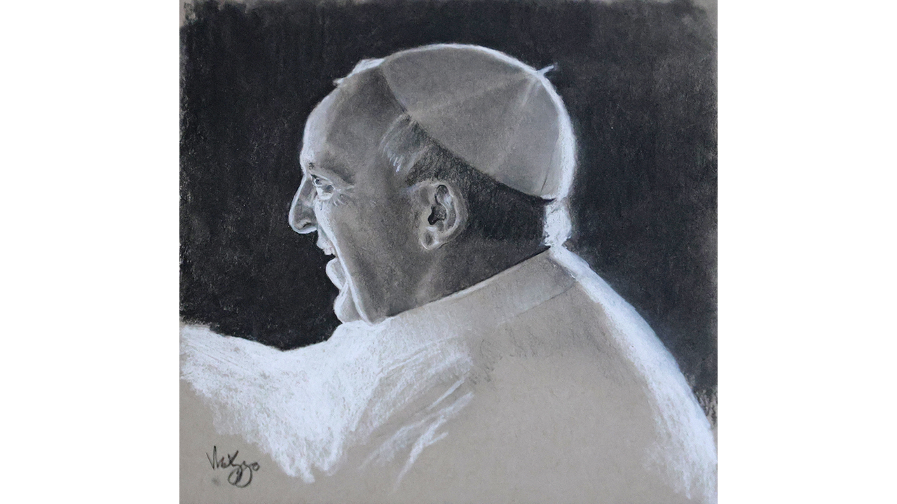 candid portrait of Pope Francis
