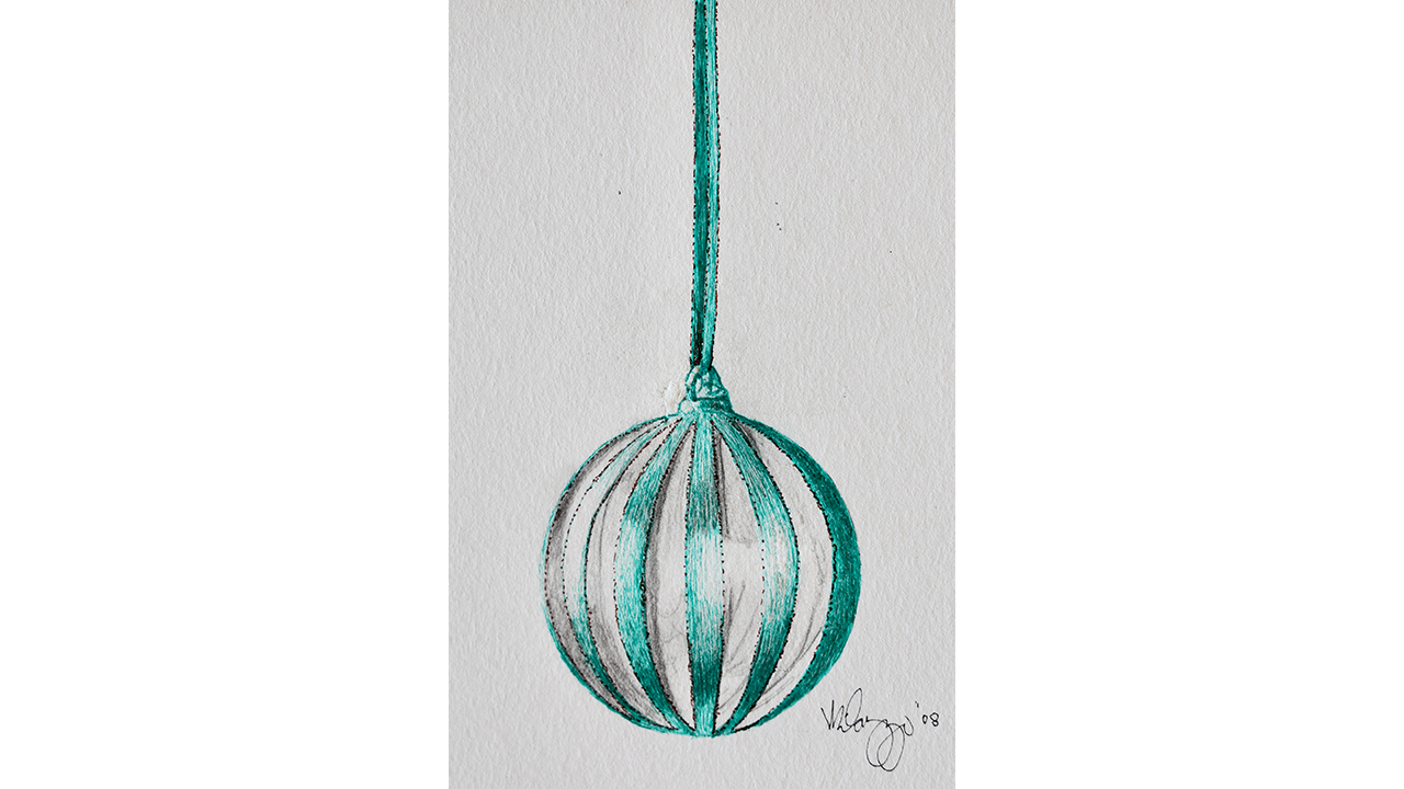 Christmas ornament with turquoise and clear banding