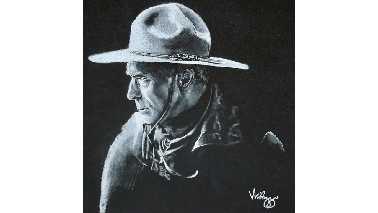 dramatically lit profile portrait of WS Hart