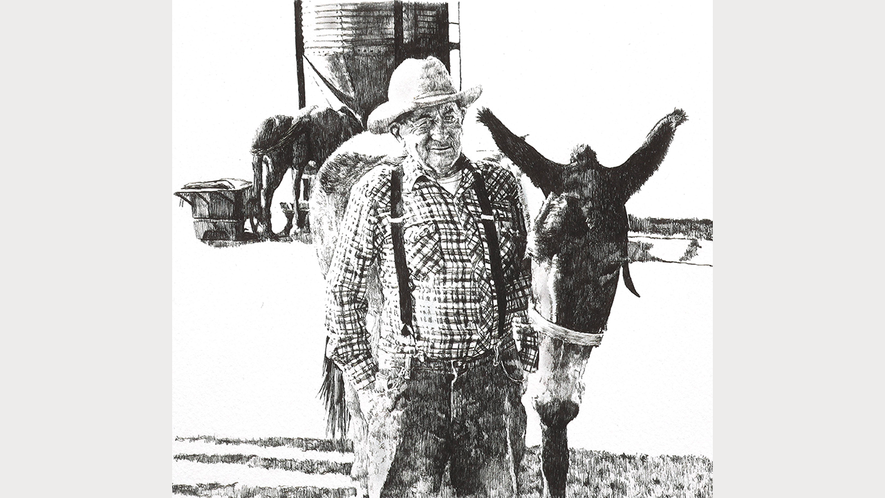 portrait of Bill with mule/burro